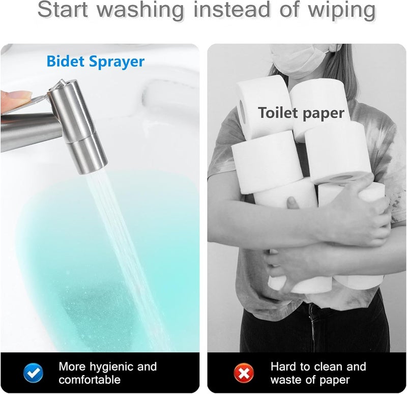 Lambloraey Bidet Sprayer Head Stainless Steel, Handheld Bidet Sprayer for Toilet with Adjustable Water Pressure Control for Bathroom & Baby Diaper & Postpartum - Image 3
